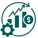Increase revenue cycle icon.